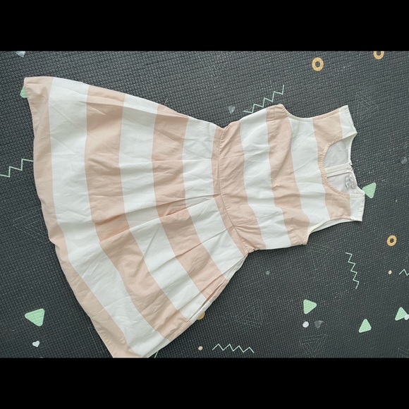 Gap Nude peachy Pink & white striped fit & flare summer dress size 0 - Picture 9 of 15